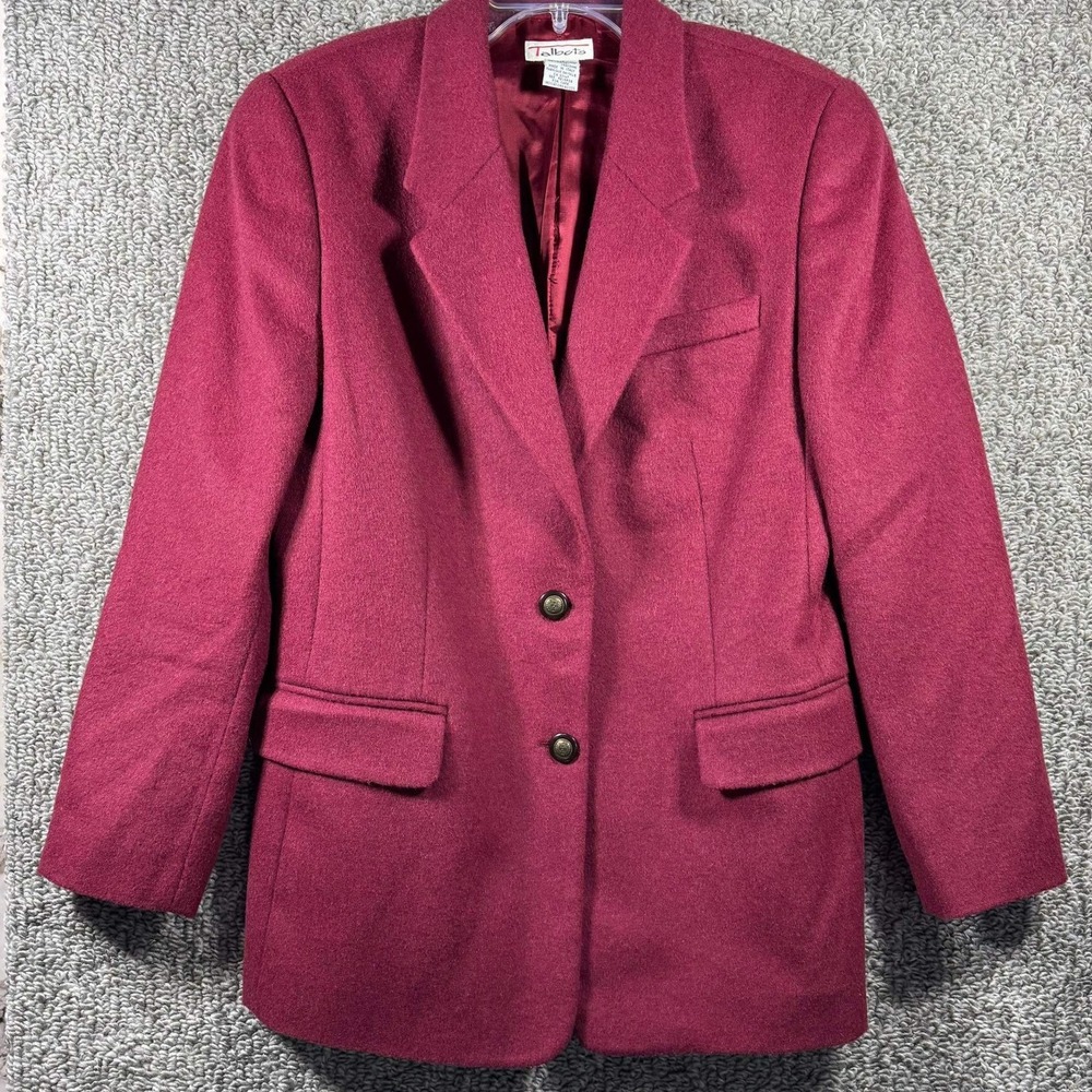 Talbots Blazer Berry Red 100% Camel Hair Made in Italy Womens‎ Size 10
